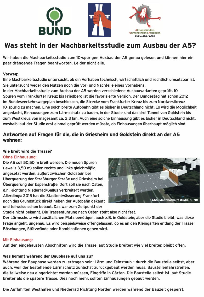 Zusammenfassung unserer Stellungnahme zur Machbarkeitsstudie