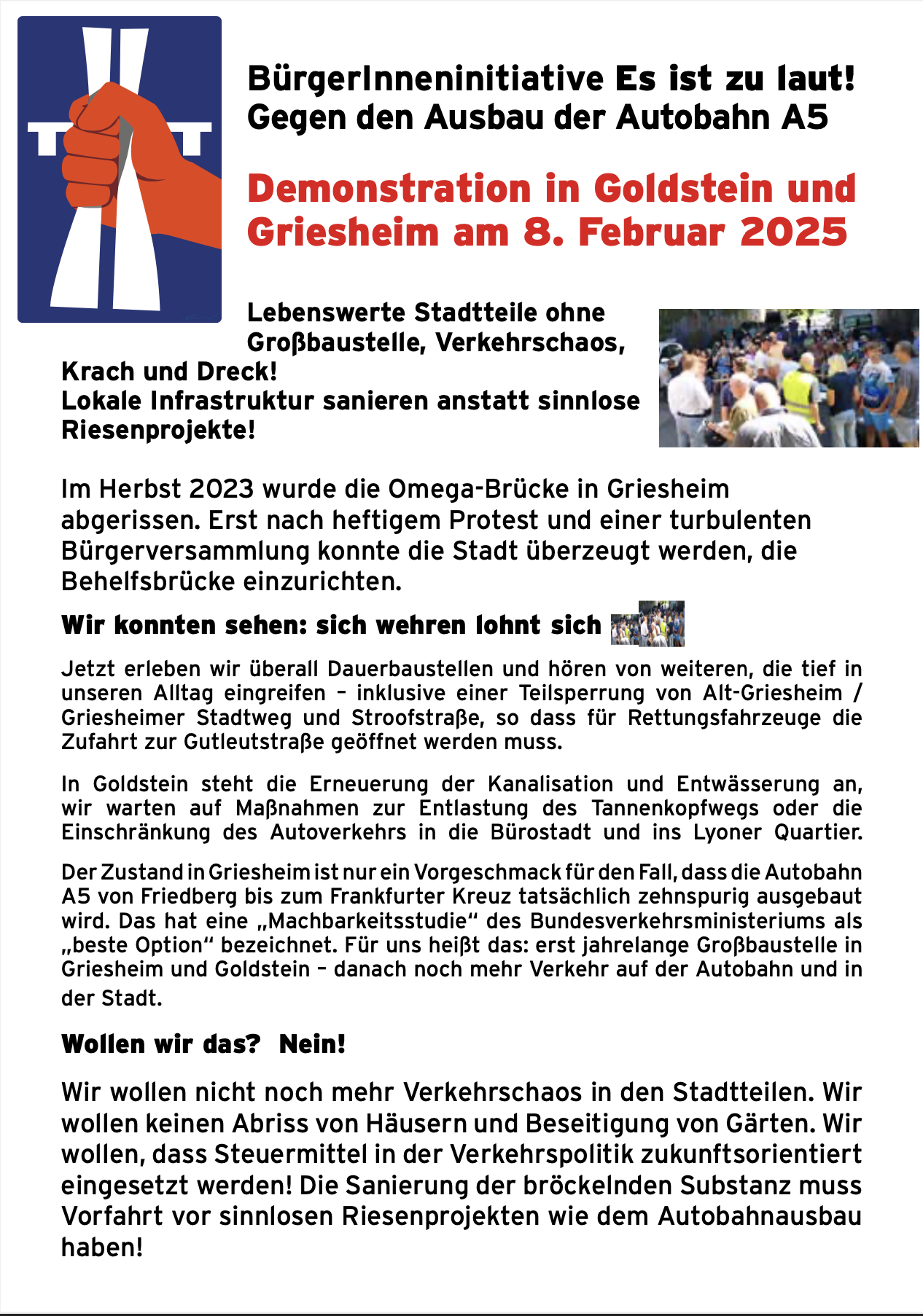 Flyer zur Demo am 08.02.2025