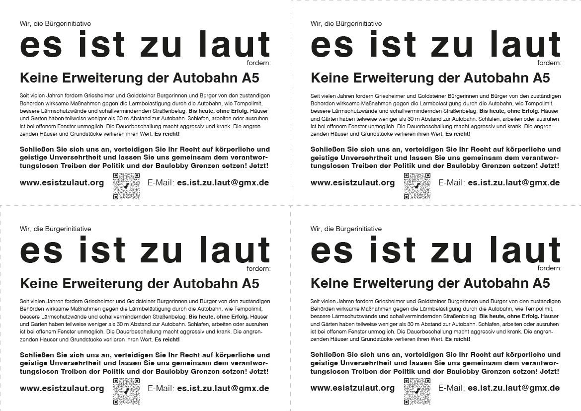 DIN A4-Flyer der BI-EsIstZuLaut